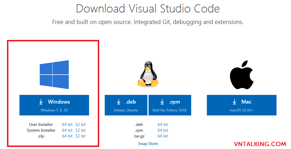 Download visual code cho windown, ubuntu